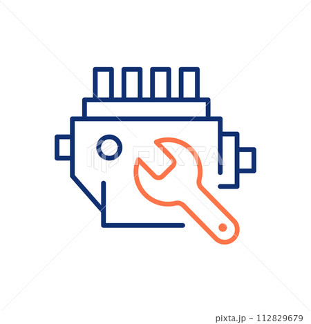 High pressure fuel pump repair icon. Vector illustration. Editable stroke. High pressure fuel pump repair icon. Vector illustration. Editable stroke. 112829679