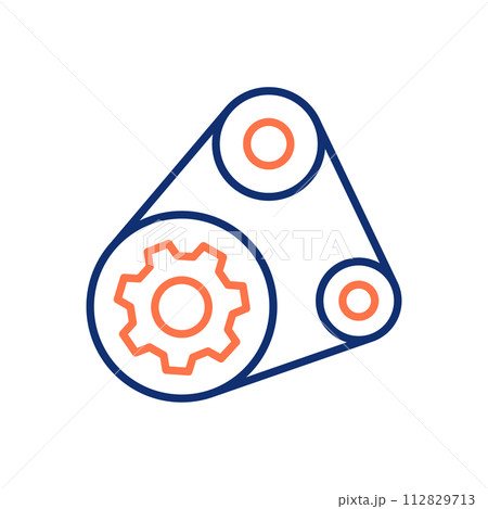 Timing belt icon. Vector illustration. Editable stroke. Timing belt icon. Vector illustration. Editable stroke. 112829713