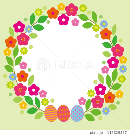 イースター　イースターエッグ　フレーム　花　ホワイトスペース 112829837