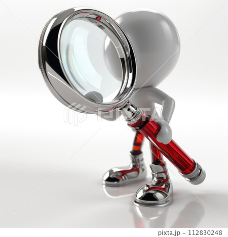 The concept of looking through a magnified glass, searching for relevant information, exploring unknowns in depth, exploring obscurities and mysteries, search for hidden knowledge and truths . 112830248