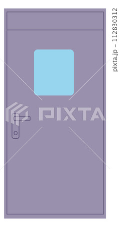 Metal door with glass window. House interior element 112830312