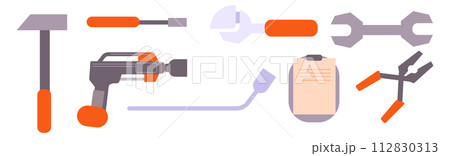 Toolbox icon. Repair tool set. Construction toolkit Toolbox icon. Repair tool set. Construction toolkit 112830313