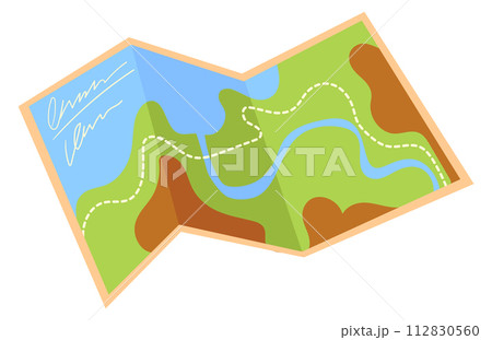Paper map cartoon icon. Travel nature location 112830560