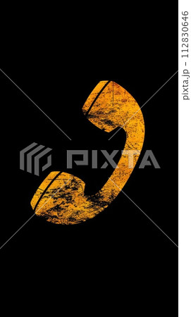 Telephone handset banner logo sign: a symbolic representation of communication and connection, conversation and technology in a distinctive and recognizable visual identity. 112830646