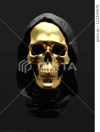 Chic allure: unveiling contemporary elegance of stylish skull with gold plating, modern luxurious decorative accent merging edgy design opulent glamour in a unique and fashion-forward statement piece. Chic allure: unveiling contemporary elegance of stylish skull with gold plating, modern luxurious decorative accent merging edgy design opulent glamour in a unique and fashion-forward statement piece. 112830676