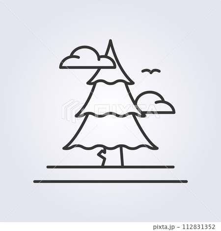 outline pine tree icon vector illustration logo design, spruce , fir, coniferous 112831352