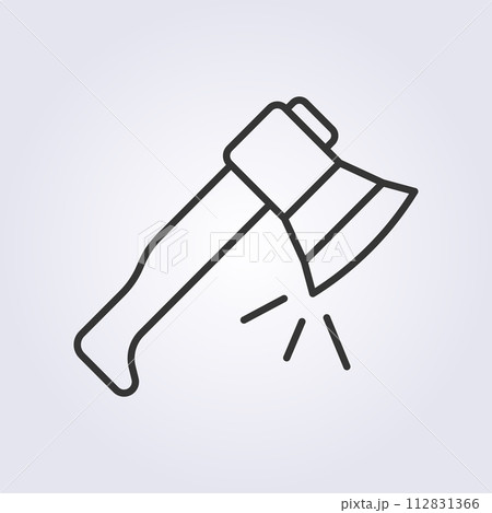 outline art axe icon vector logo design, ax tool for camping outline art axe icon vector logo design, ax tool for camping 112831366
