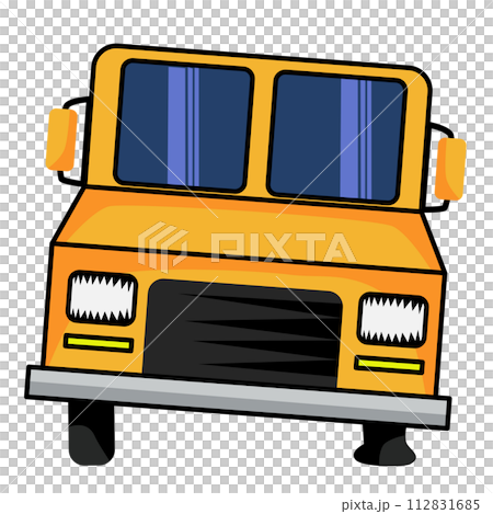 Yellow school bus with a flat tire. icon Yellow school bus with a flat tire. icon 112831685