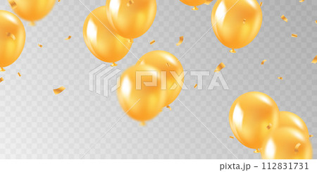 3D golden balloon design background beautiful illustration banner template vector 112831731