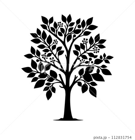 Tree silhouette editable vector illustration for logo icon isolated over white background 112831754