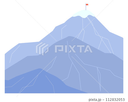 red flag on mountain peak. Strategy goal illustration 112832053