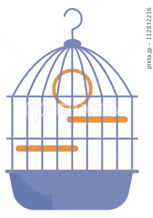 Bird cage color icon. Winged flying pet container 112832216
