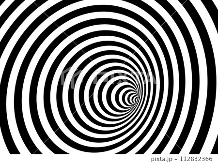 モノクロのオプアート背景。 シンプルモダンなデザインの壁紙。 立体的に見える錯視の効果。 112832366