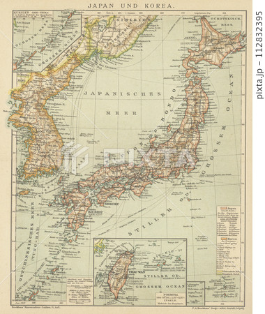 20世紀初頭　世界地図　日本・韓国・台湾 112832395