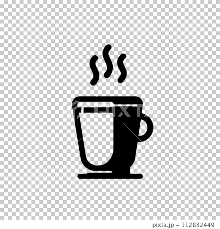 Simple coffee cup icon, black and white 112832449