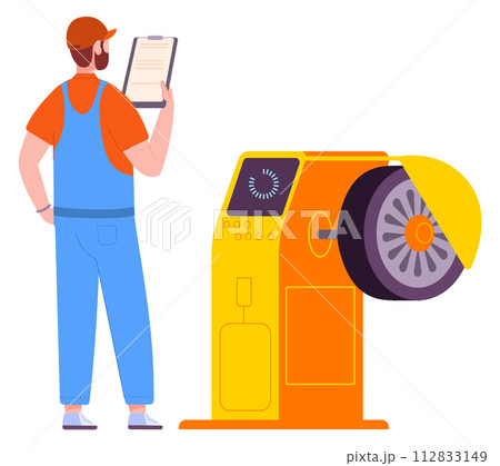 Man in auto repair service. Professional technician diagnostic Man in auto repair service. Professional technician diagnostic 112833149