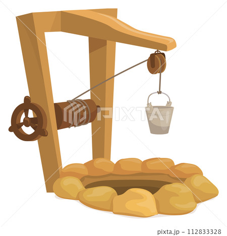 Ancient well cartoon icon. Stone countryside source Ancient well cartoon icon. Stone countryside source 112833328