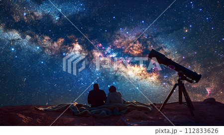 photo of a stargazing party under the Milky Way 112833626