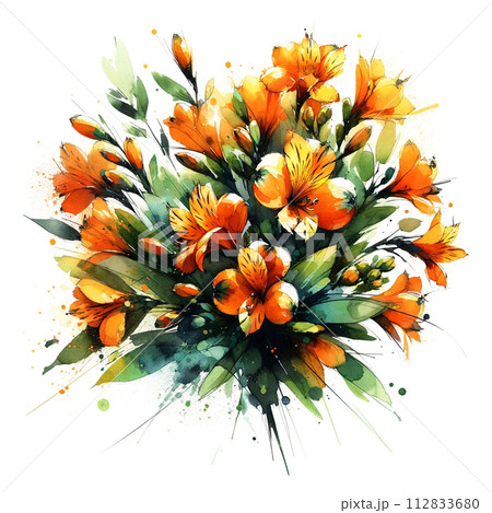 カラフルな花のブーケ AI画像 112833680