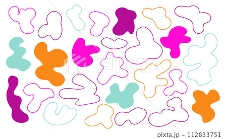 Irregular color and line blob shape. Vector illustration set. Splotch drop Irregular color and line blob shape. Vector illustration set. Splotch drop 112833751
