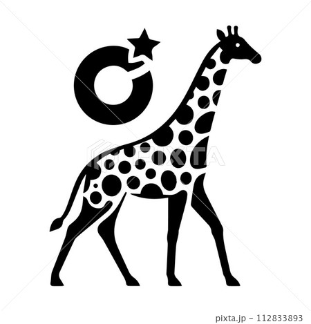 Giraffe, Camelopard, Giraffid, silhouette...のイラスト素材 [112833893] - PIXTA