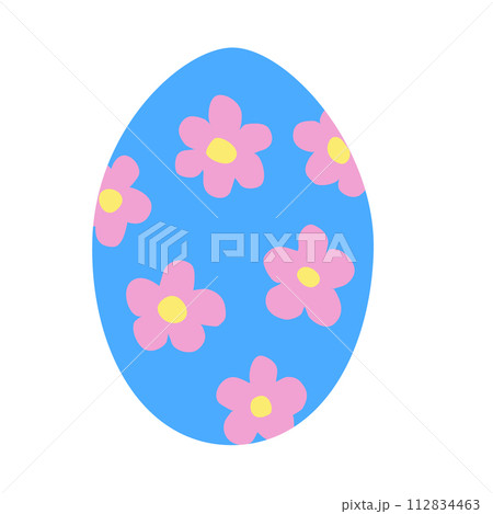 Egg with simple flower pattern, Easter holiday design element, vector Egg with simple flower pattern, Easter holiday design element, vector 112834463