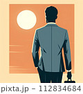 シンプルなビジネスマンの後ろ姿イラスト 112834684