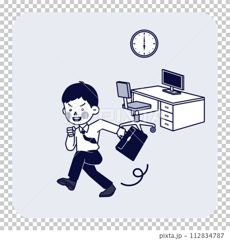 happy office worker who leaves work on time happy office worker who leaves work on time 112834787