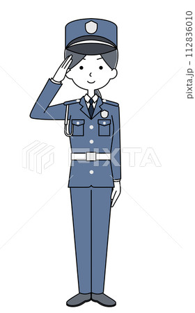 敬礼 警備員のイラスト(女性) 敬礼 警備員のイラスト(女性) 112836010