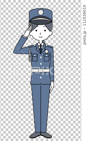 敬礼 警備員のイラスト(女性) 敬礼 警備員のイラスト(女性) 112836010