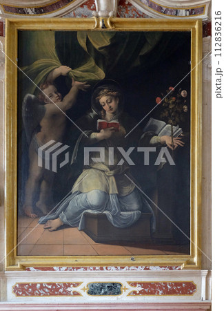 Saint Speciosa of Pavia, altarpiece in Mantua Cathedral dedicated to Saint Peter, Mantua, Italy Saint Speciosa of Pavia, altarpiece in Mantua Cathedral dedicated to Saint Peter, Mantua, Italy 112836216