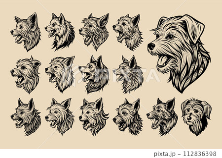 Set of cute maltese dog head illustration design Set of cute maltese dog head illustration design 112836398