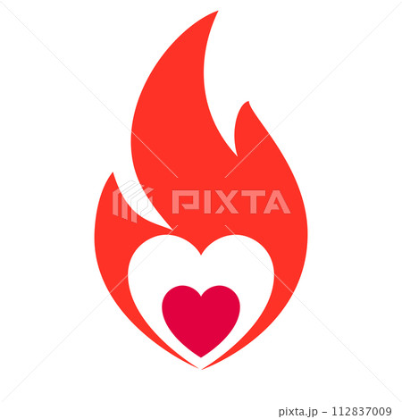 Fire flame, hot heart symbol 112837009