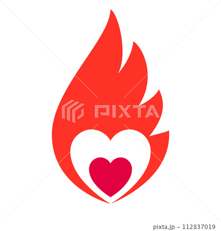Fire flame, hot heart symbol 112837019