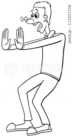 surprised or scared cartoon young man character coloring page surprised or scared cartoon young man character coloring page 112837108