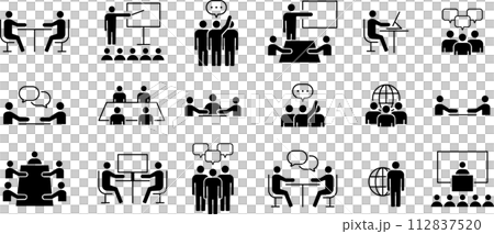 ビジネスに関するシルエットピクトグラムのセット 112837520