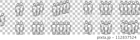 人々の線画ピクトグラムのセット 人々の線画ピクトグラムのセット 112837524