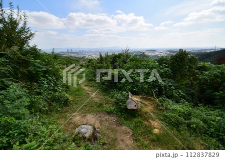 摂津「芥川山城」の登城道や石垣　本丸からの眺望 112837829