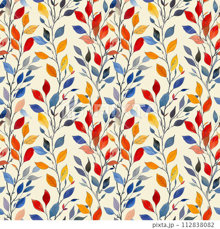 Colorful Leaves Painting on White Background 112838082