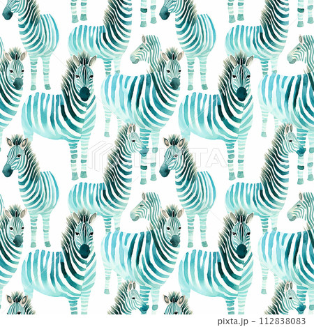 Colorful Group of Zebras in Various Hues 112838083