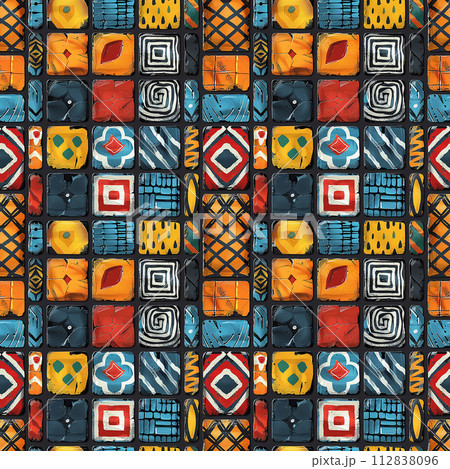 Vibrant Close-Up of Colorful Painting 112838096