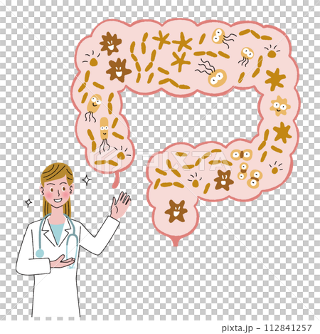 Doctor explaining the intestinal environment Doctor explaining the intestinal environment 112841257