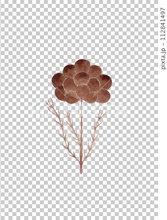 A fantasy flower on a thin stem in coffee tones. Watercolor floral illustration 112841497