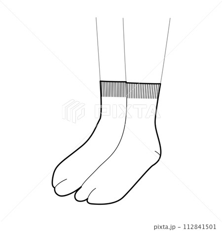 Tabi Thong Socks hosiery low cut ankle length. Fashion accessory clothing technical illustration stocking. Vector 112841501