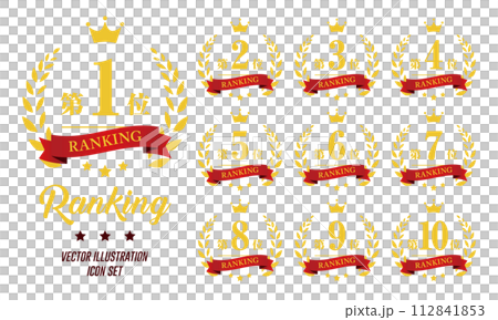 1位～10位 ランキング ロゴ アイコンセット ベクターイラスト 112841853