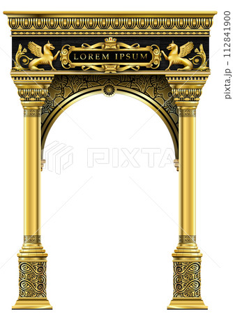 Classic arch with golden griffins 112841900