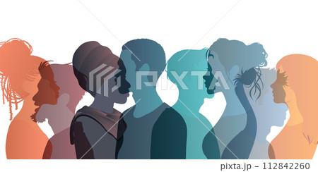 Group Multicultural silhouette people side-view. Community of colleagues or collaborators. Bargain agreement or pact concept. Co-workers. Harmony. Diversity equality inclusion. Banner Group Multicultural silhouette people side-view. Community of colleagues or collaborators. Bargain agreement or pact concept. Co-workers. Harmony. Diversity equality inclusion. Banner 112842260