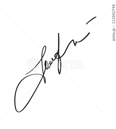 Signature for documents on white background. Hand drawn business calligraphy lettering vector illustration 112842748