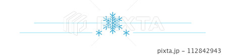 Divider with Snowflake. Christmas winter frame border horizontal line shape icon for decorative xmas vintage. Doodle element, greeting card, invitation. design vector illustration 112842943
