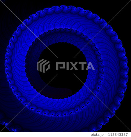 Blue and black vortex, spiral volumetric logo , concept art , ratio beauty design, 3D illustration, 3D rendering 112843387